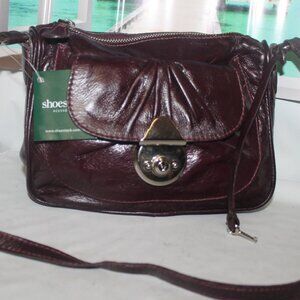 $299 Shoestock Brazil Merlot Soft Leather Crossbody Bag Purse w Lock and Key